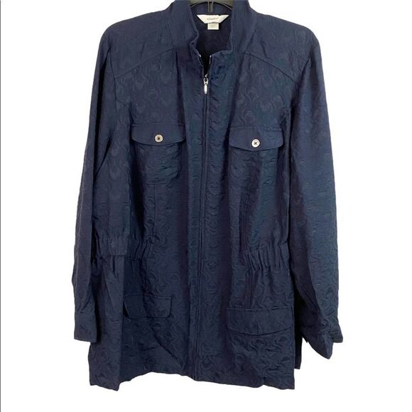 CJ Banks blue cinched zip up jacket Size 2X - Picture 1 of 7